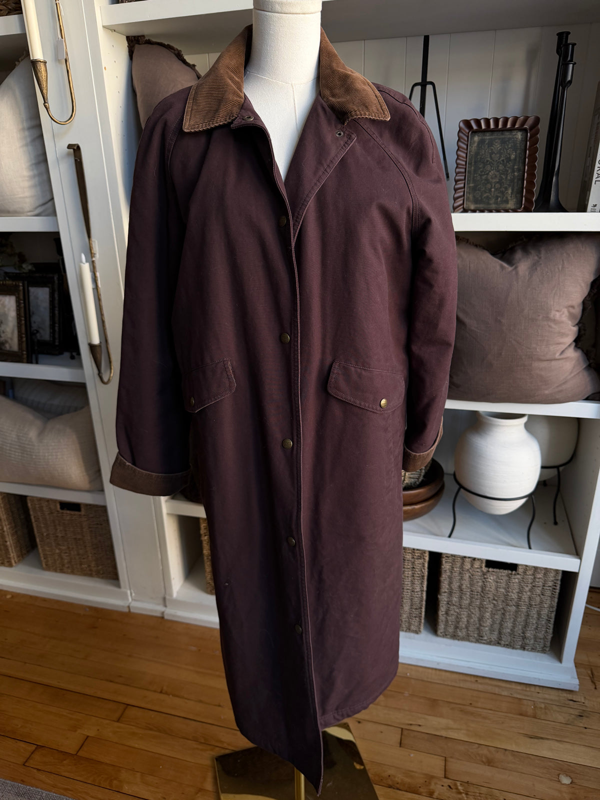 00s LL Bean long insulated brown chore coat. Fits XS-M petite