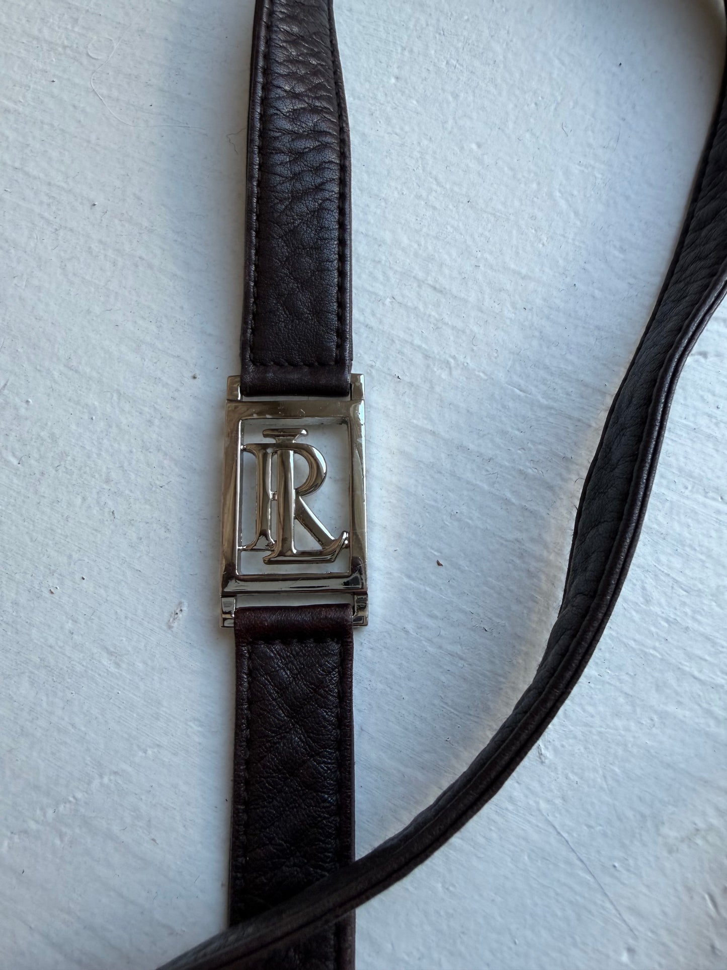 00s Ralph Lauren dark brown leather crossbody