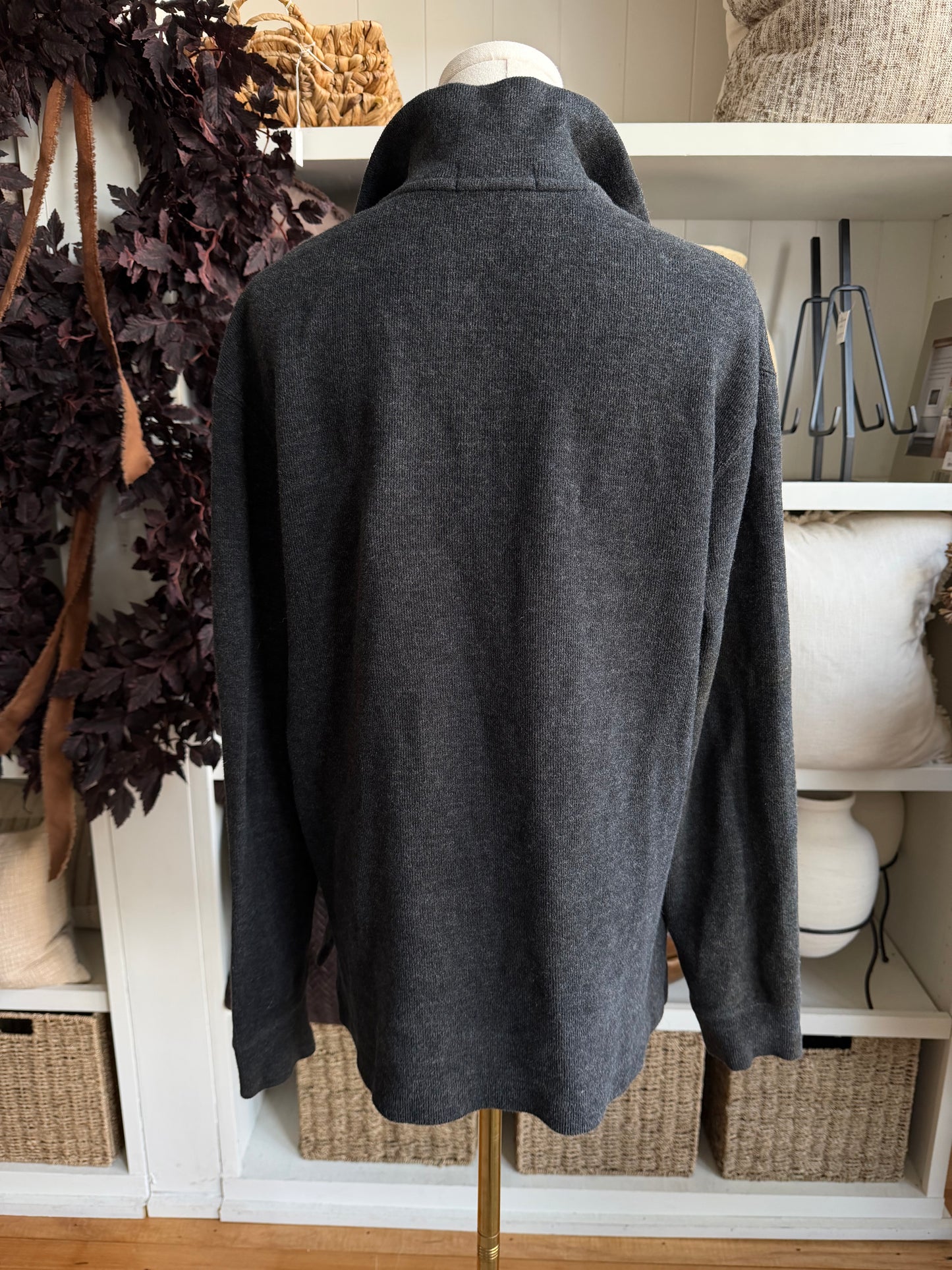00s Polo Ralph Lauren gray cotton half zip. Fits XS-M