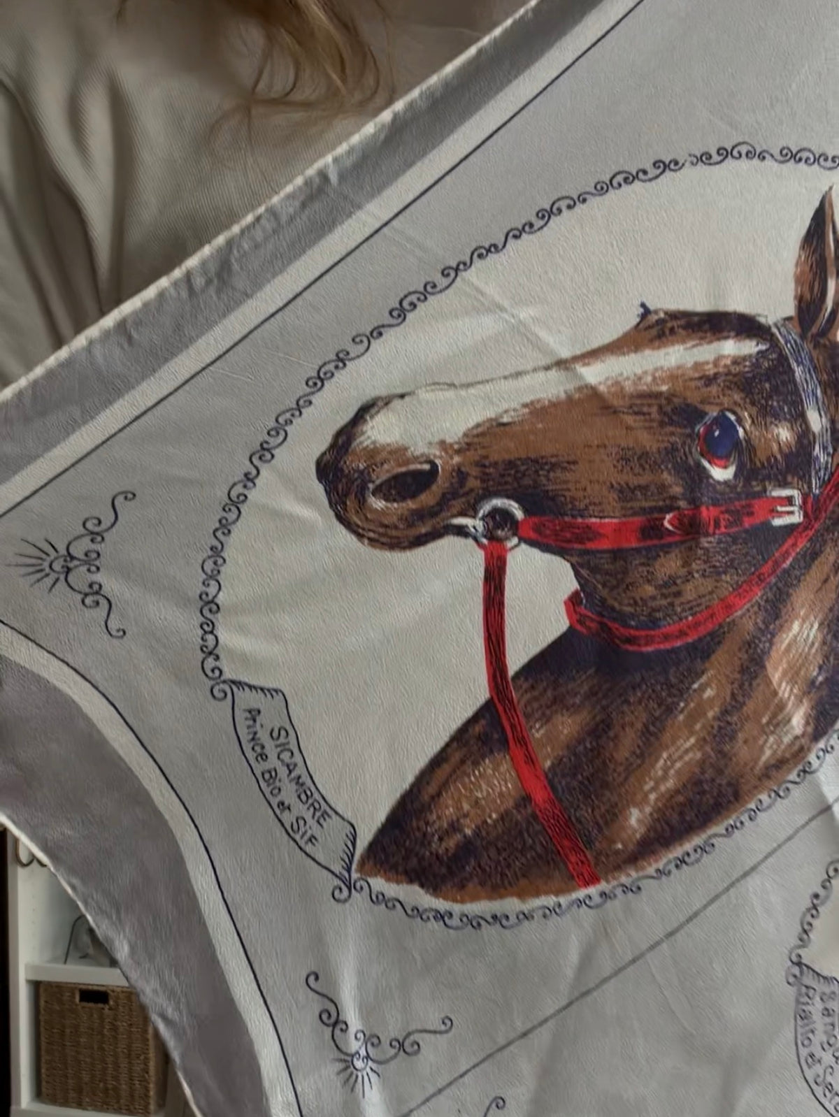 Vintage silk scarf with hand rolled edges