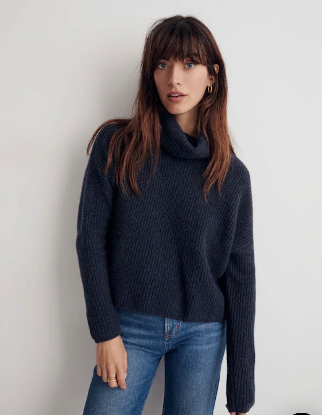 Madewell (Re)sourced cashmere turtleneck sweater in Heather Night. Size M