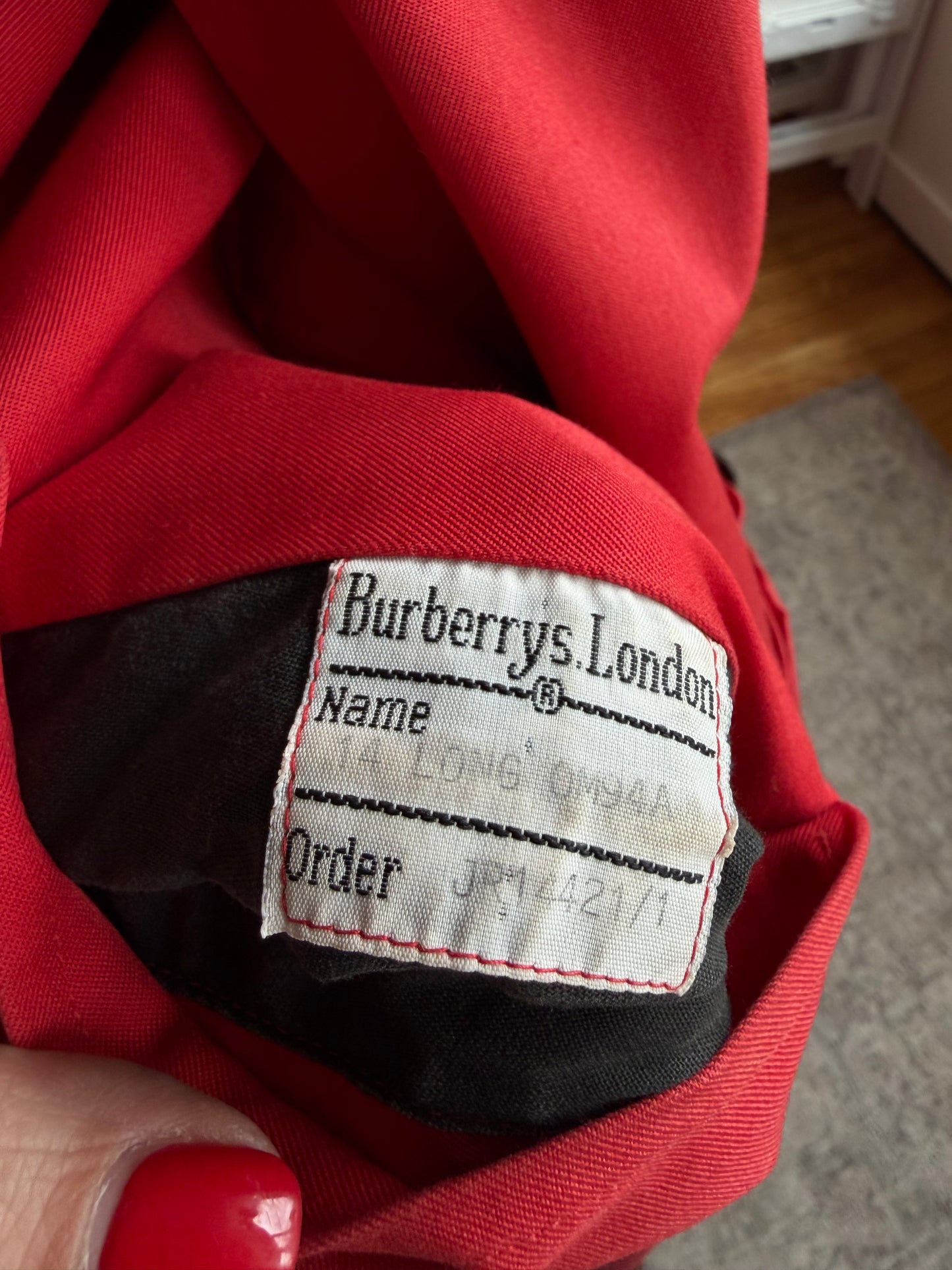 Vintage Burberry red trench. Made in England. Sourced in Paris