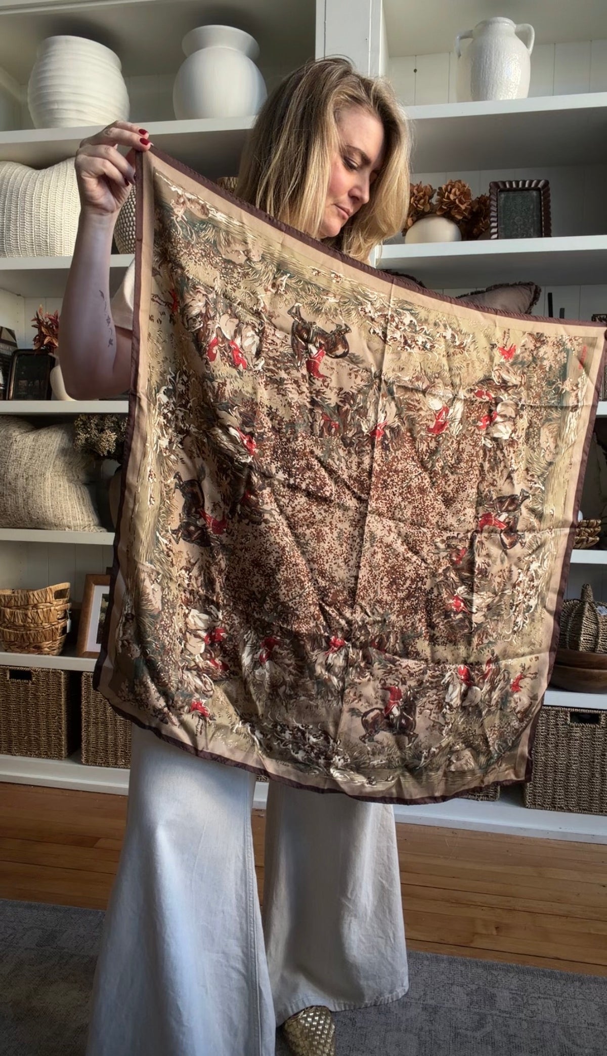 Vintage Pendleton silk scarf painted in Korea