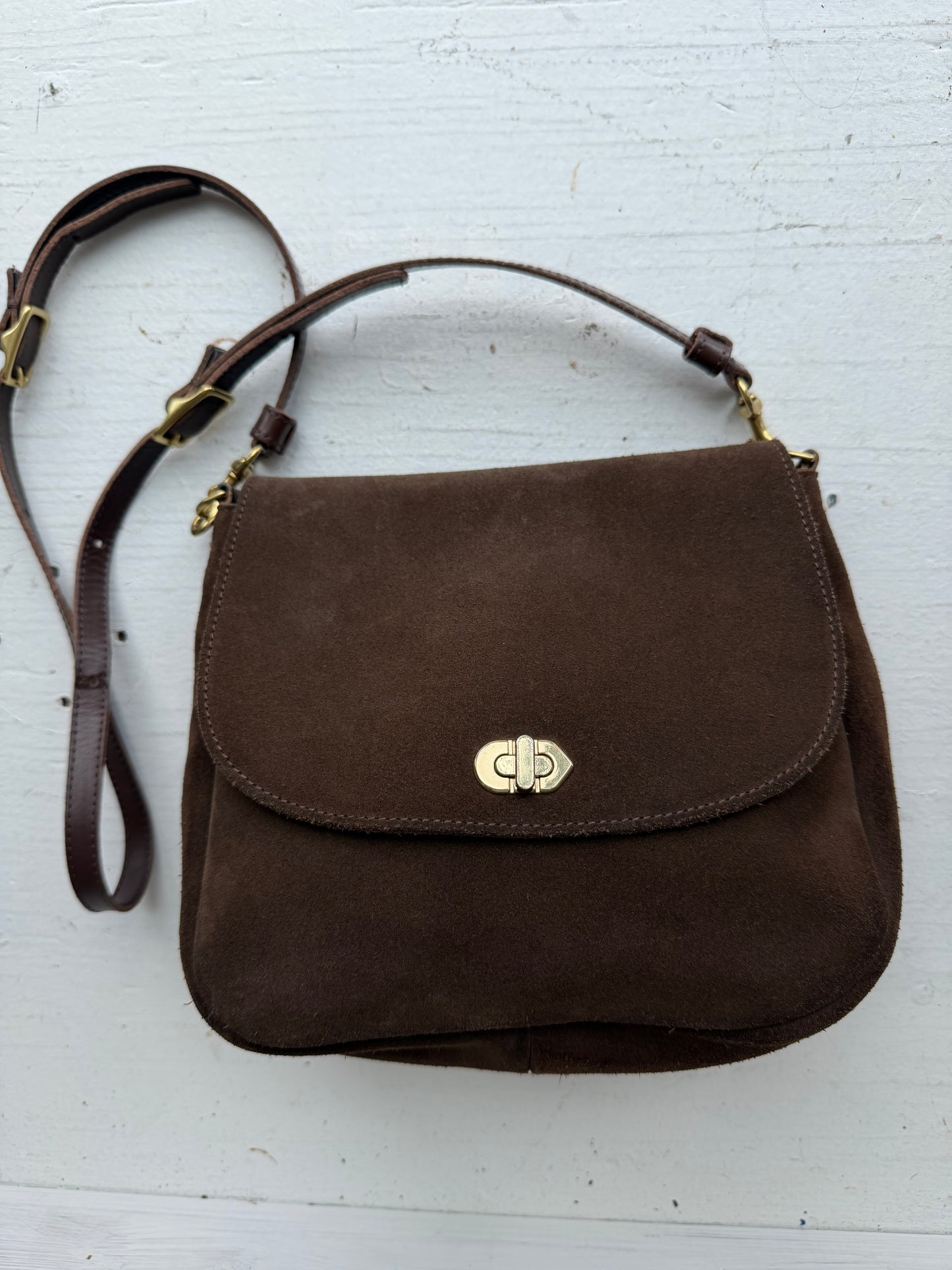 Clare V Turn Lock Louis brown suede