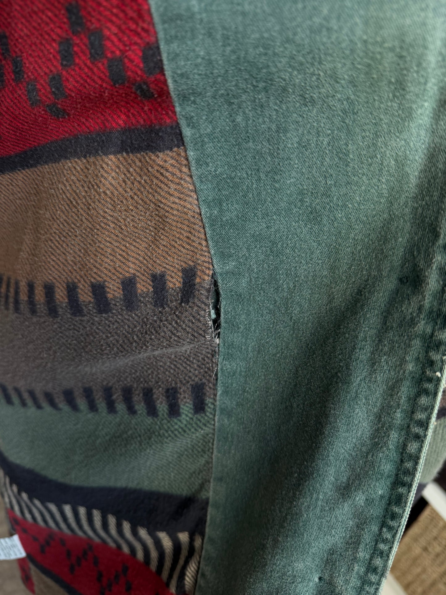 90s Brandon Thomas green fleece lined barn coat. Fits S-L