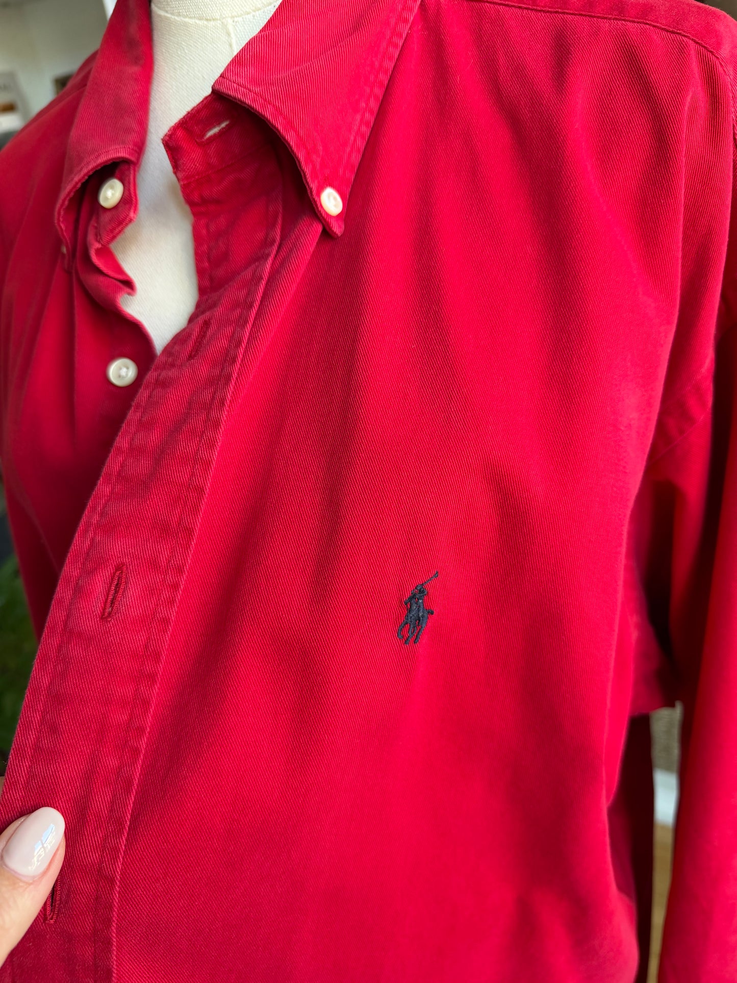 90s Ralph Lauren red cotton button down