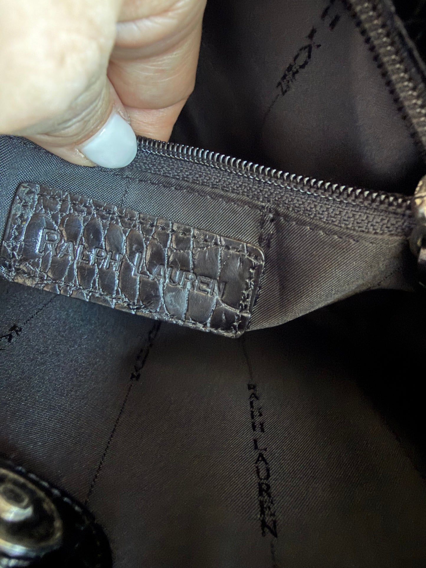 90s Ralph Lauren black croc shoulder bag