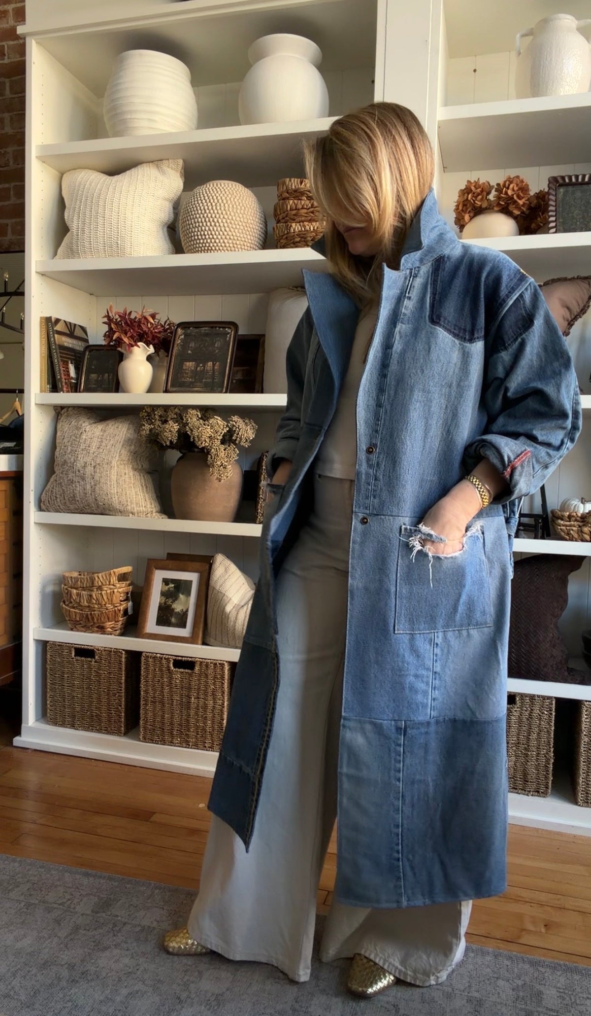 #7 Reworked denim trench. Size L
