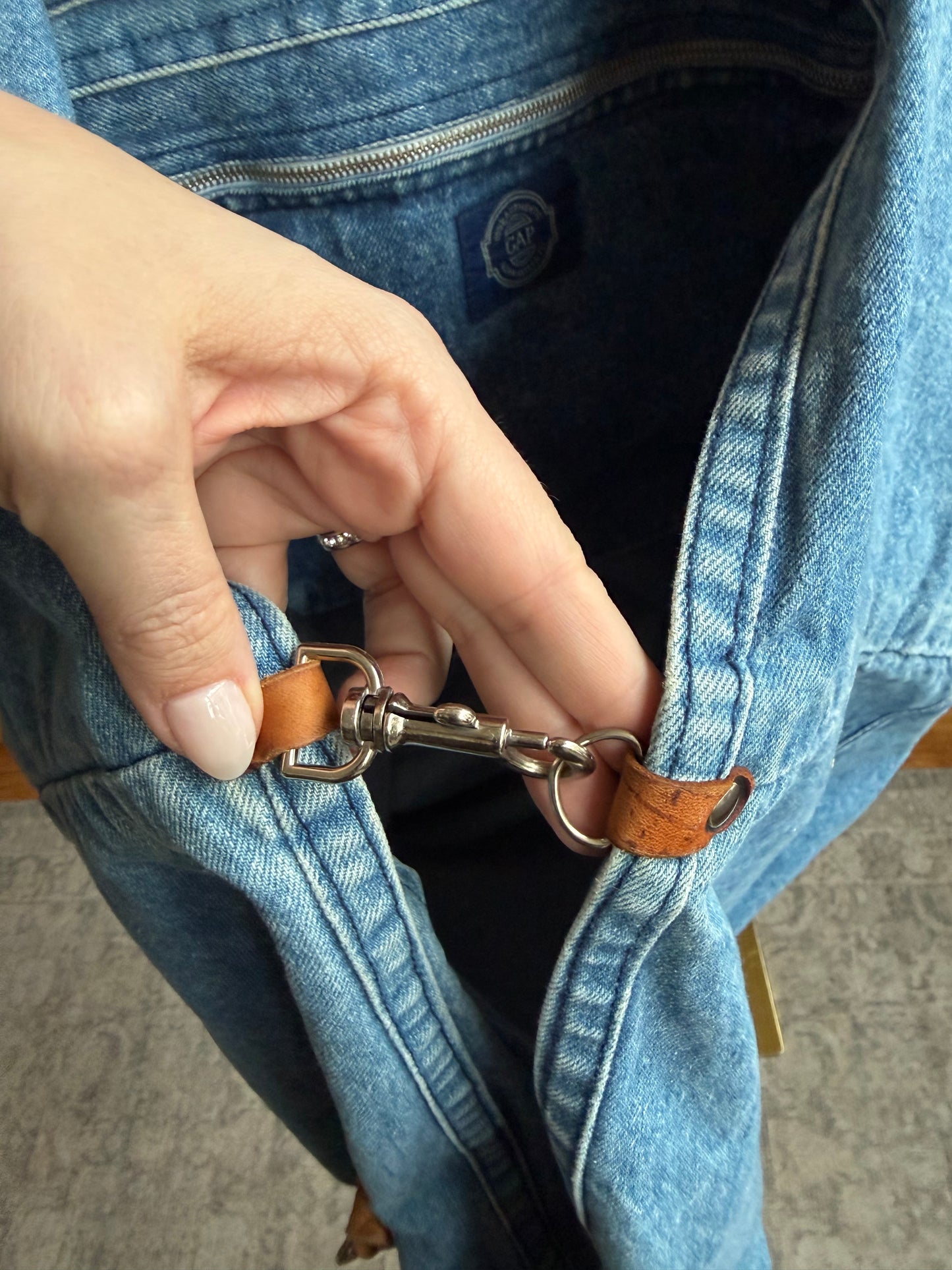 90s Gap denim duffle bag. Made in Hong Kong