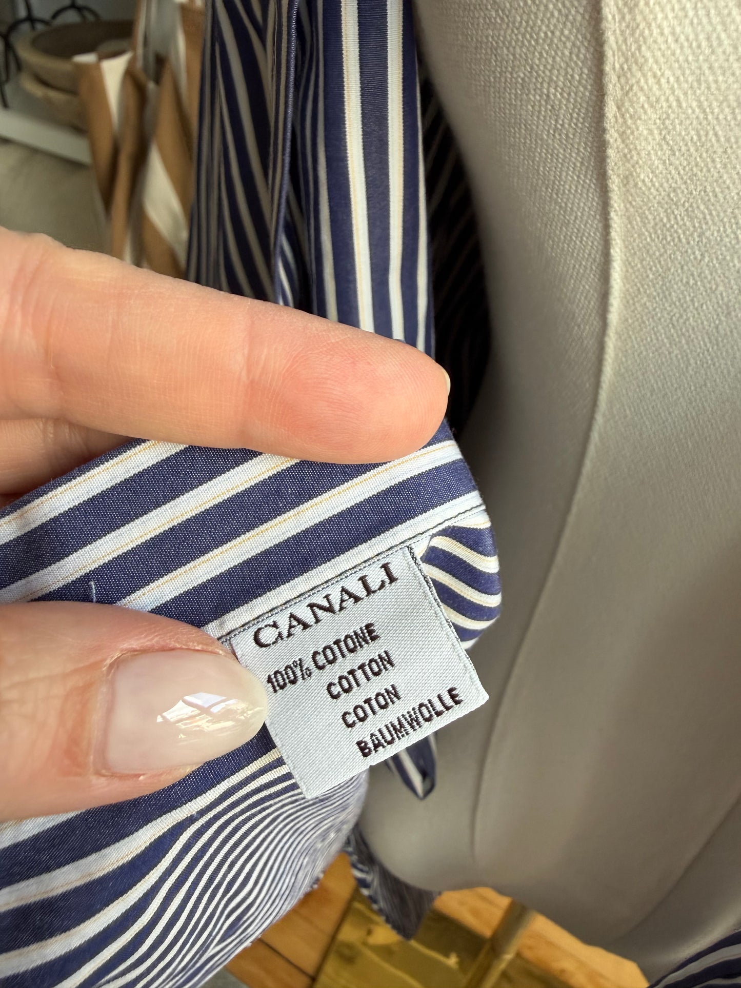 Canali striped poplin button down. Made in Italy