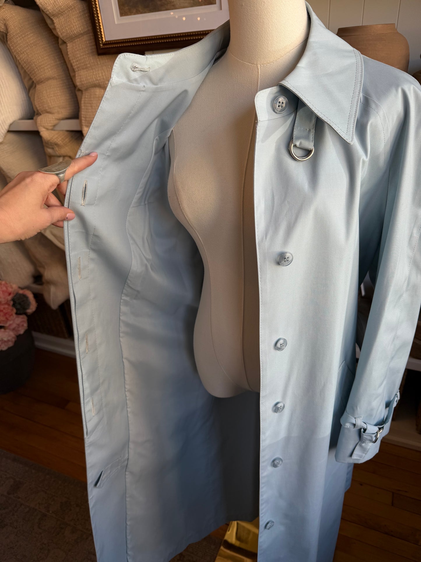 60s London Fog blue trench coat. Made in the USA #12