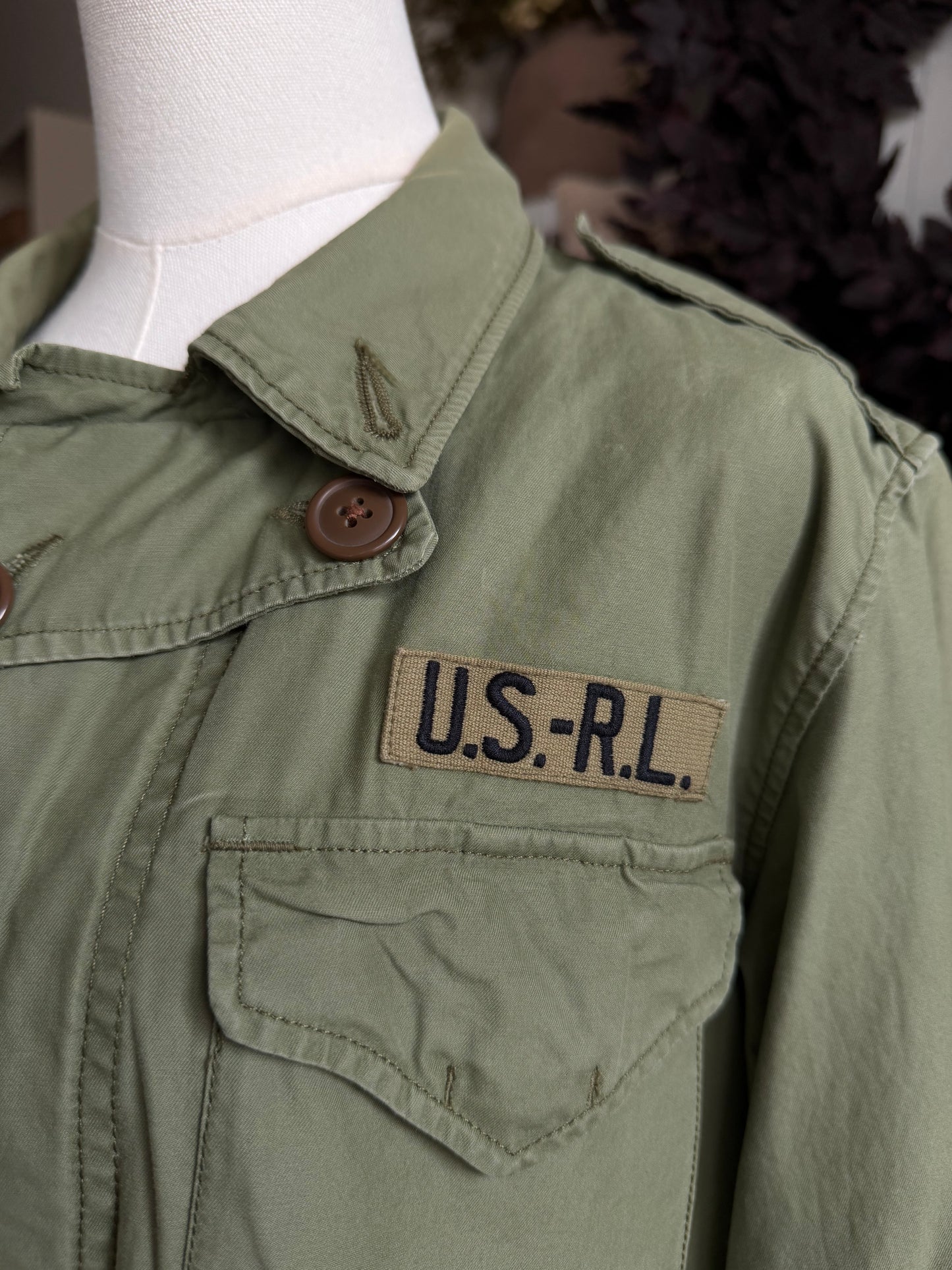 00s Polo Ralph Lauren military jacket with beaded embroidery. Fits XXS-S