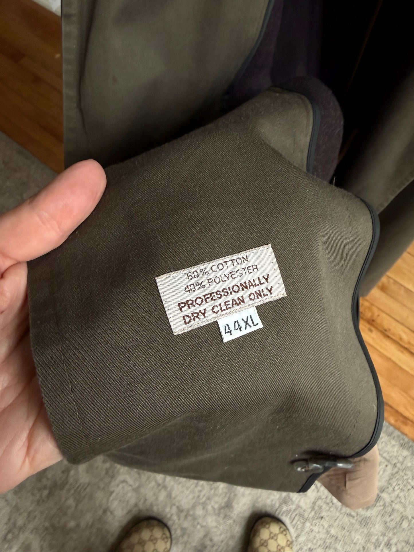 80s/90s Christian Dior green trench with zip out wool lining.