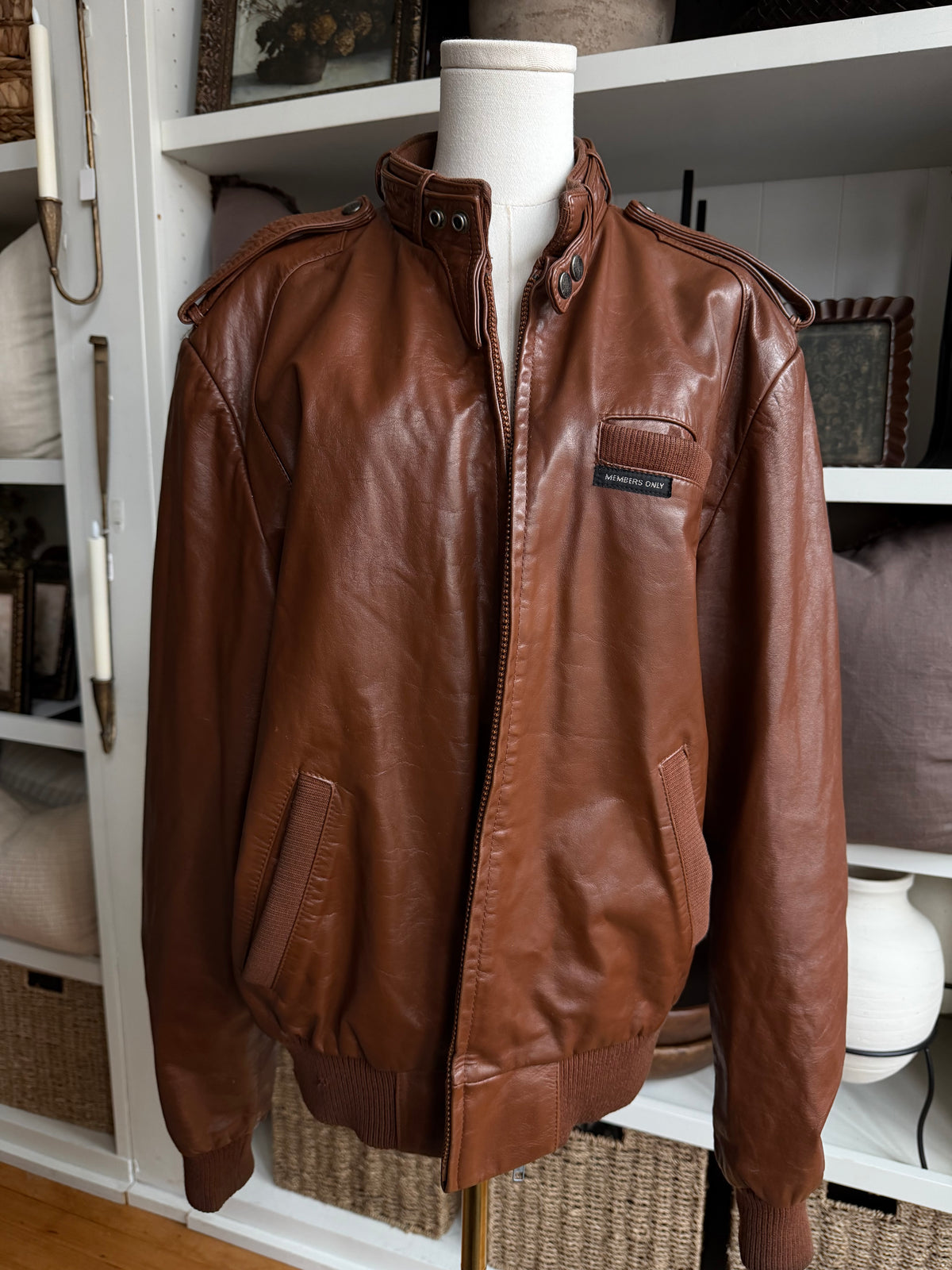 80s Members Only leather jacket. Fits S-L