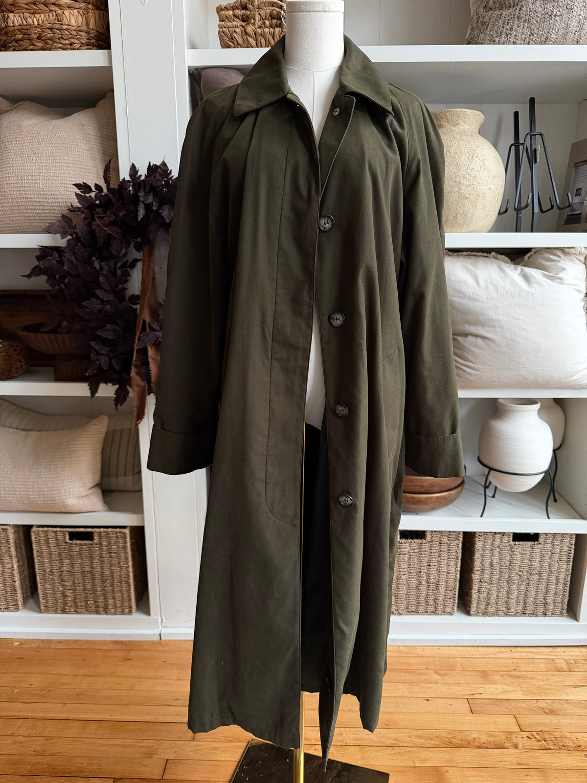 90s Calvin Klein green trench. Fits XS-M petite