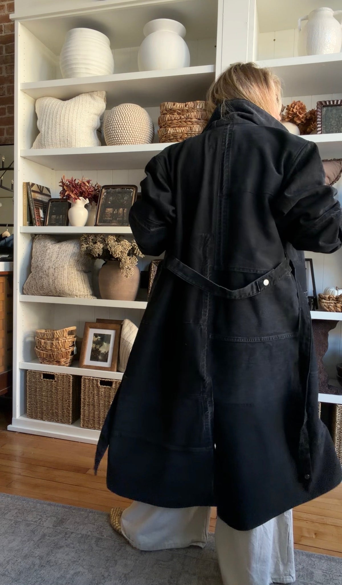 #10 Reworked Black Denim trench size L