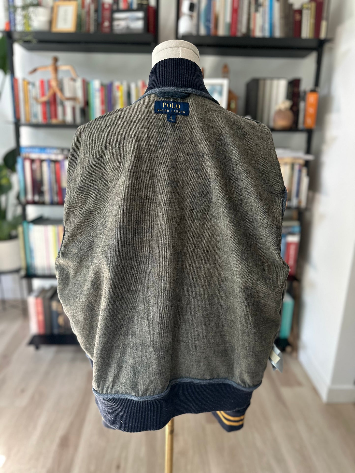 00s Polo Ralph Lauren denim bomber with gold POLO