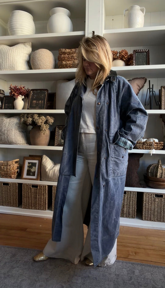90s Outback Trading Co Oilskin Canvas Ranch duster with detachable cape