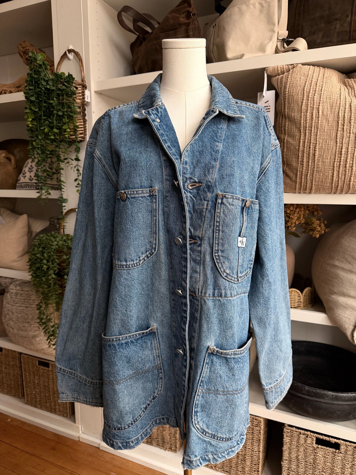 90s Calvin Klein denim chore coat. Made in the USA