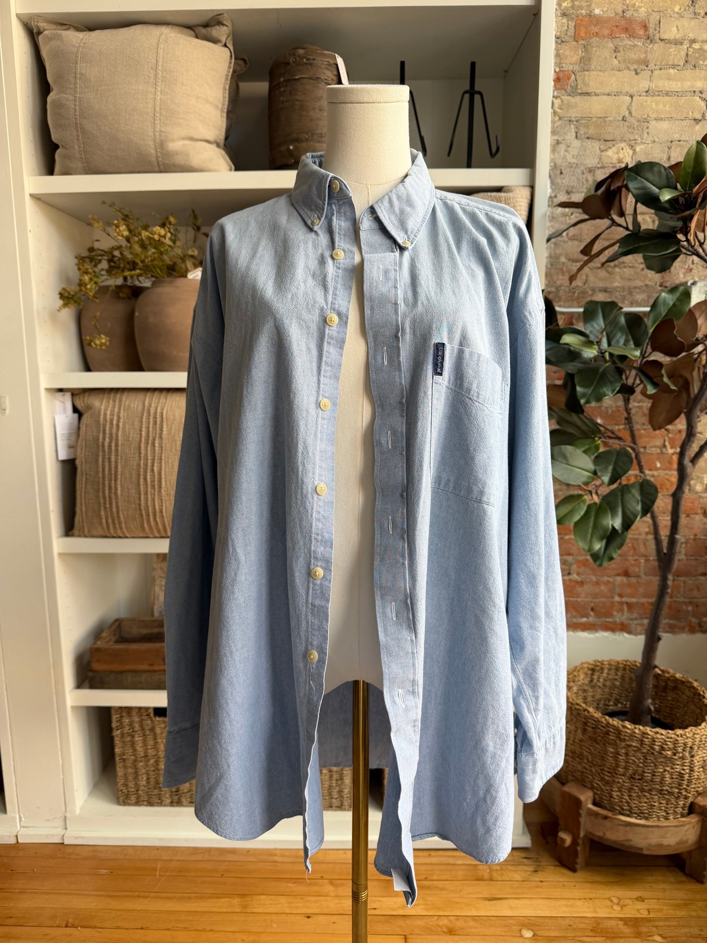 90s Chaps Ralph Lauren chambray button down. Made in the USA
