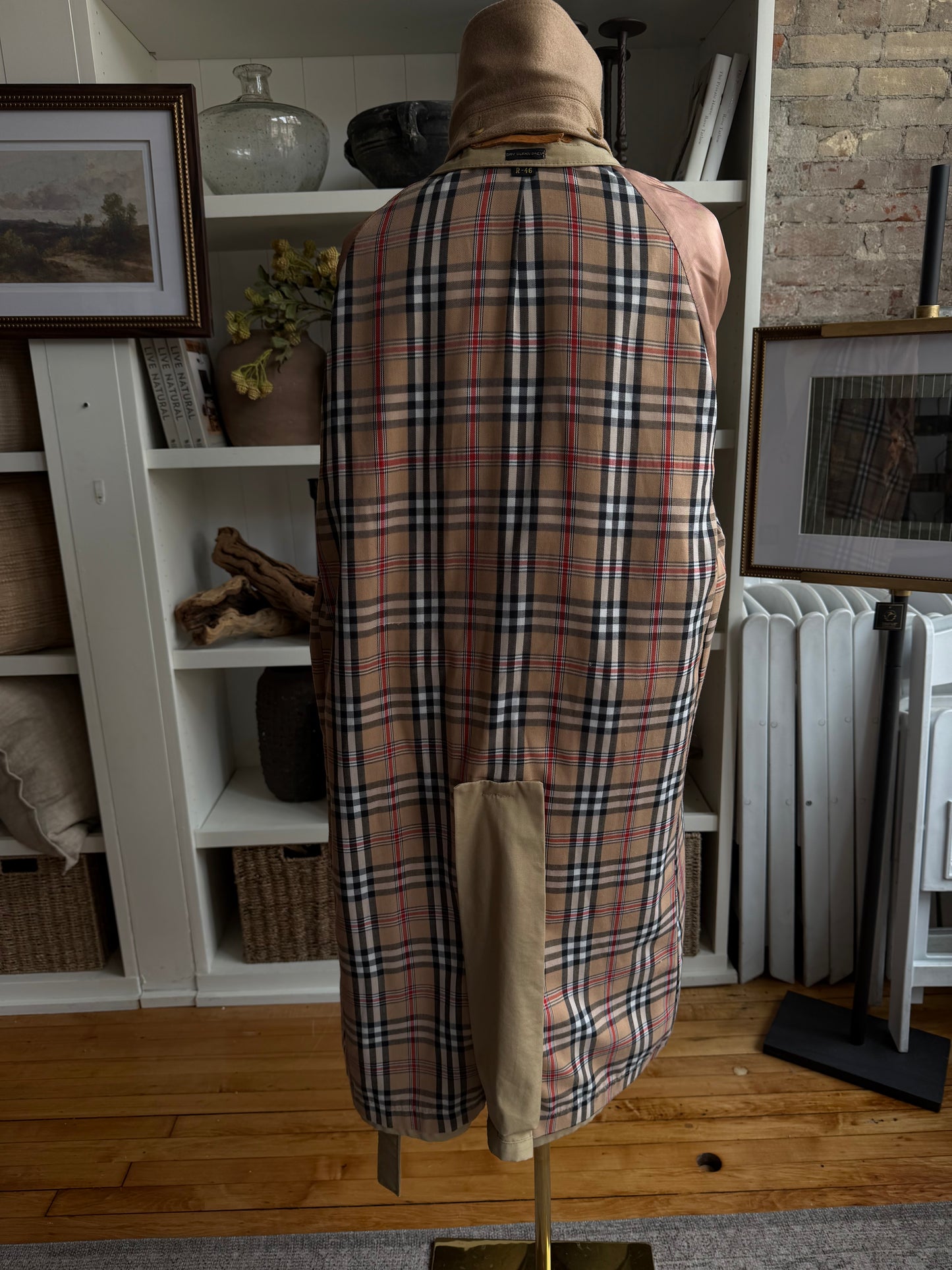 60s/70s Eagle Clothes plaid lined trench with removable wool collar
