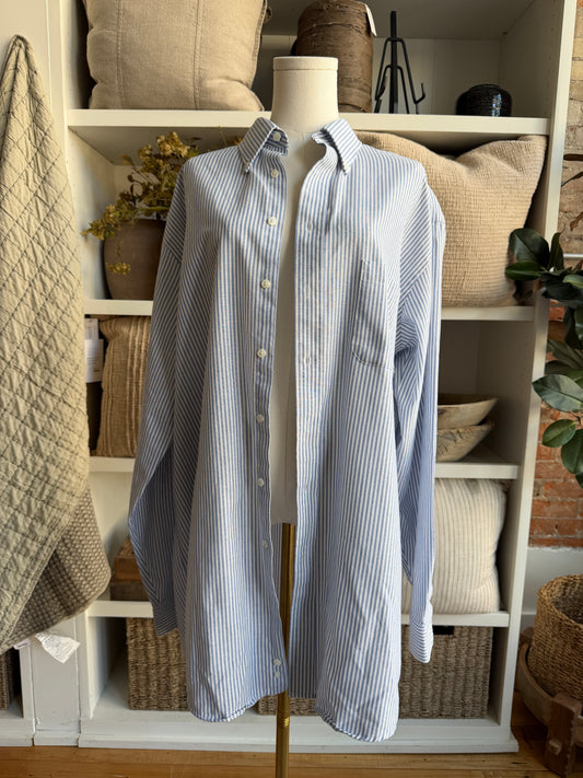 90s Stafford blue and white striped oxford button down