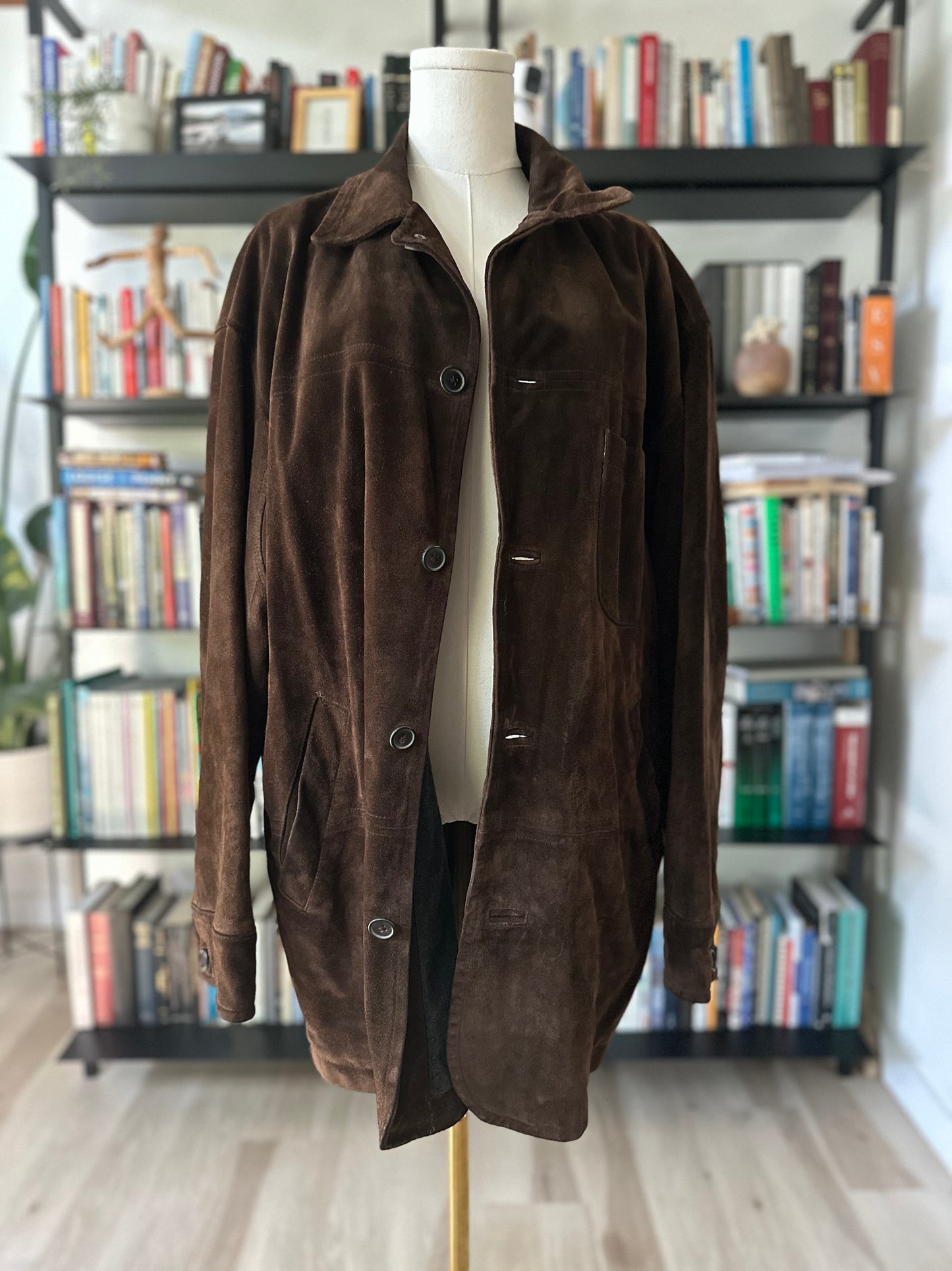 90s Banana Republic leather barn coat. Made in Korea