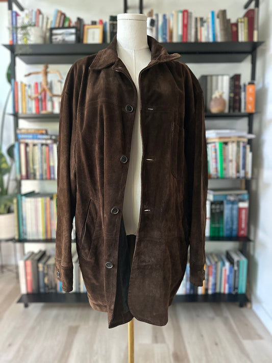 90s Banana Republic leather barn coat. Made in Korea