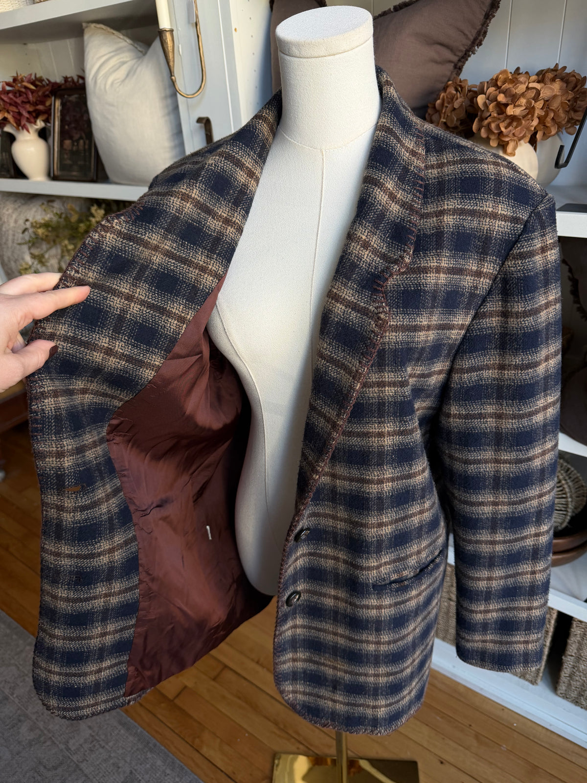 90s David Paul plaid blazer. Made in the USA. Fits XS-M