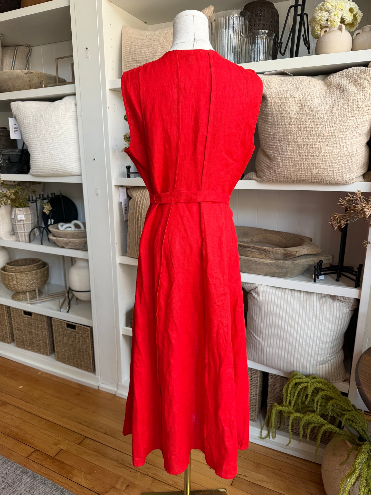 JCrew Seamed linen dress with removable belt. Size M Tall. NWT