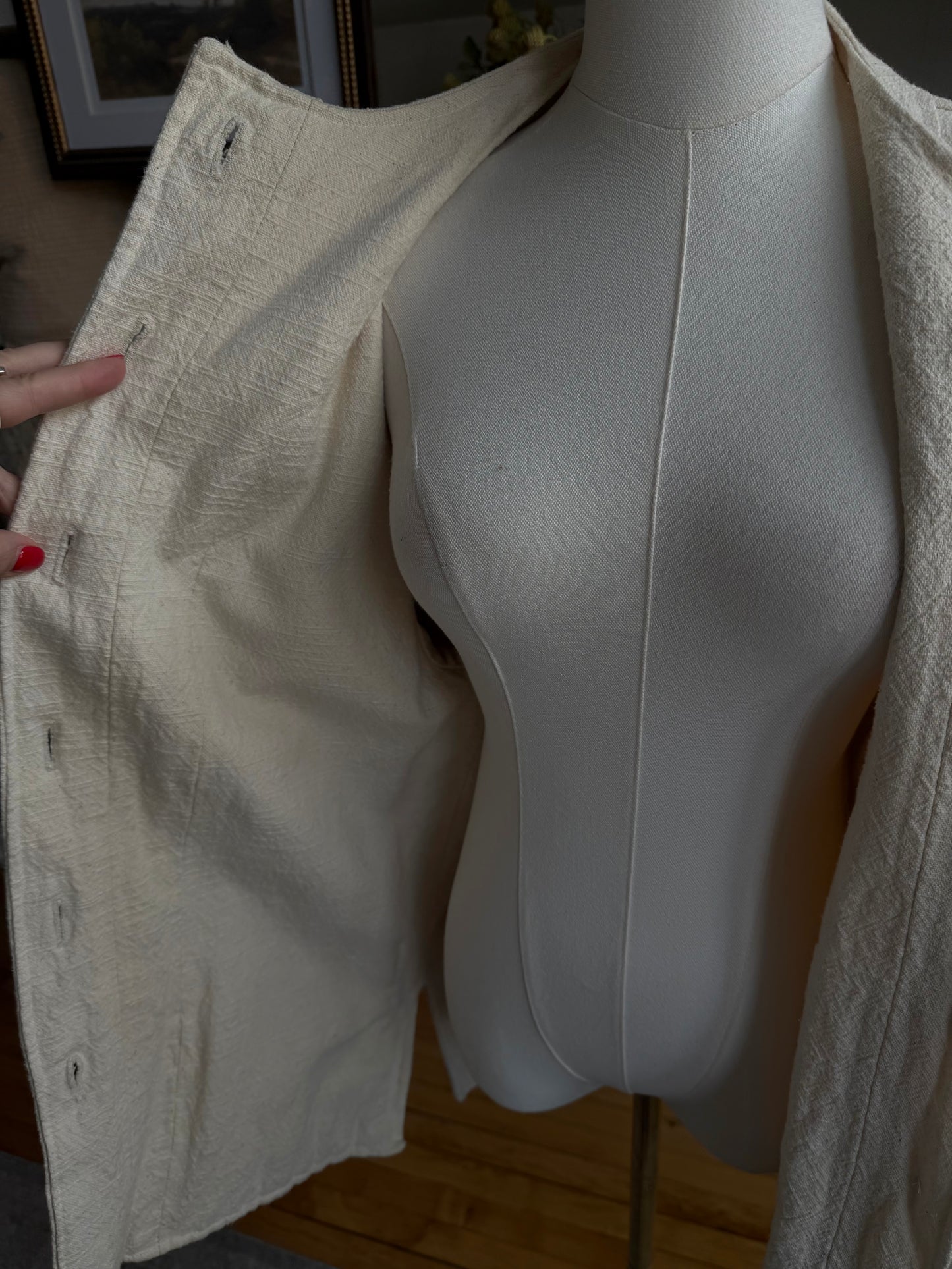 Handmade textured cotton chore coat