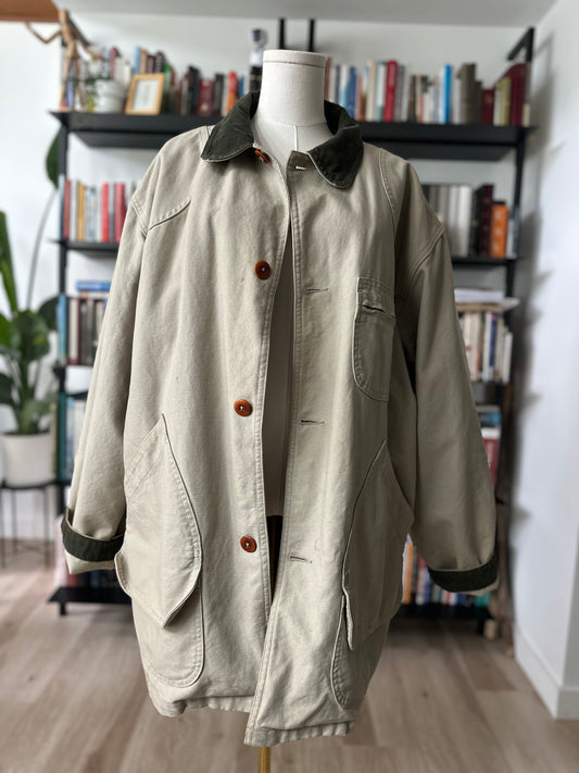 90s LL Bean khaki barn coat with removable lining. Made in the USA