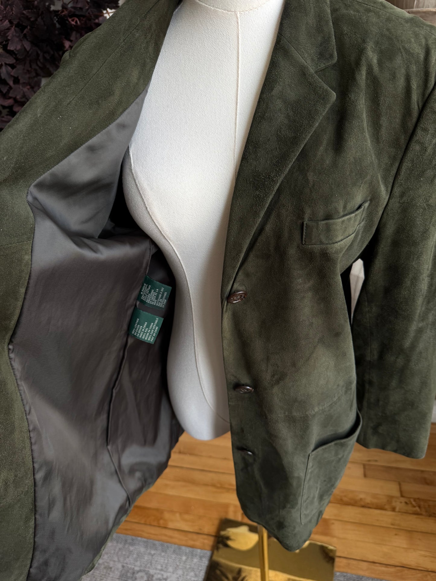 90s Lauren by Ralph Laure green suede chore coat