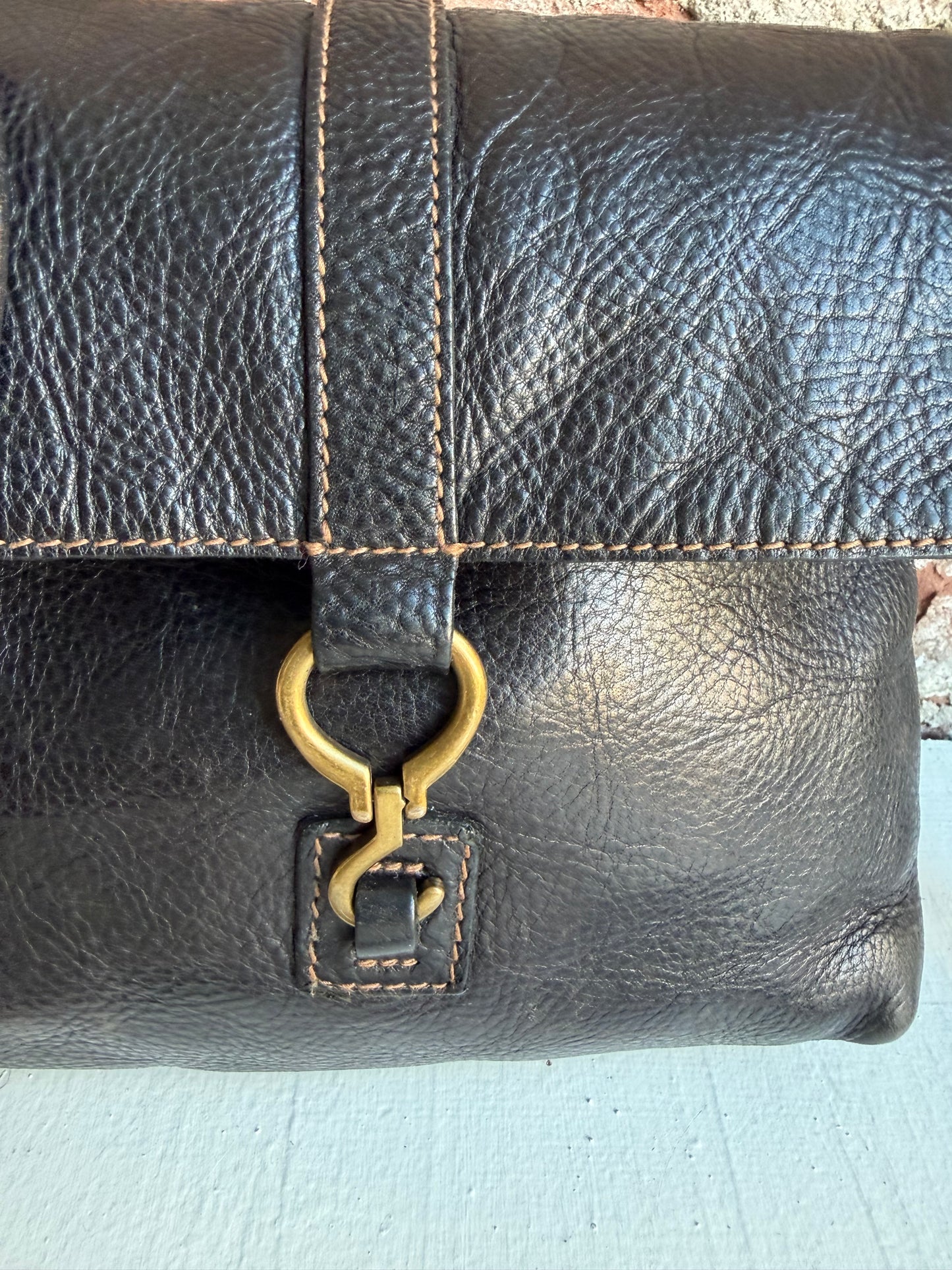 90s Lauren by Ralph Lauren black pebbled leather crossbody