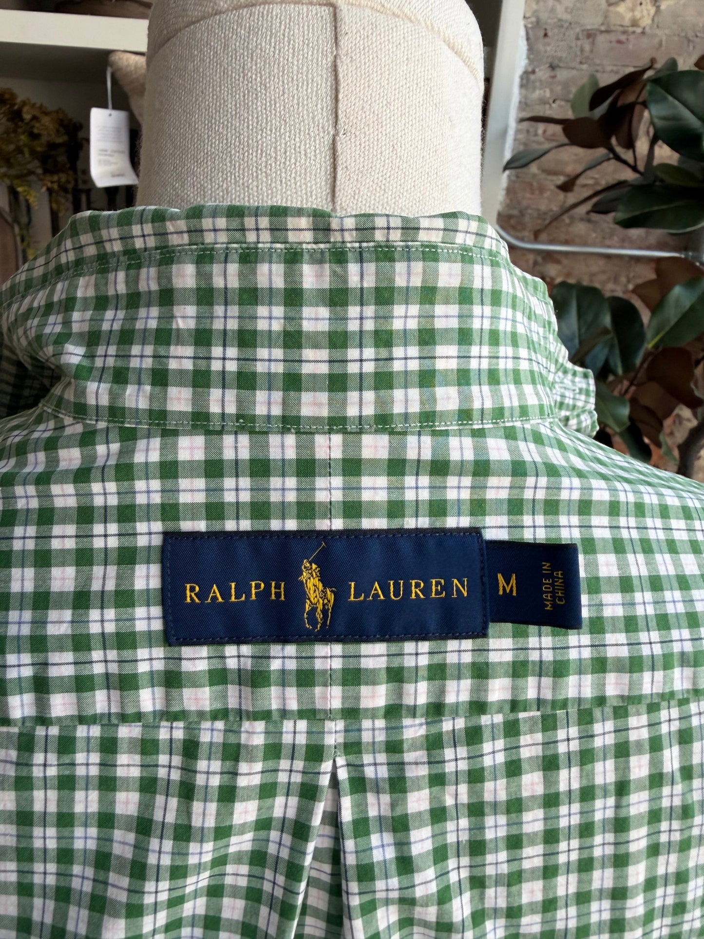 00s Ralph Lauren green check poplin button down