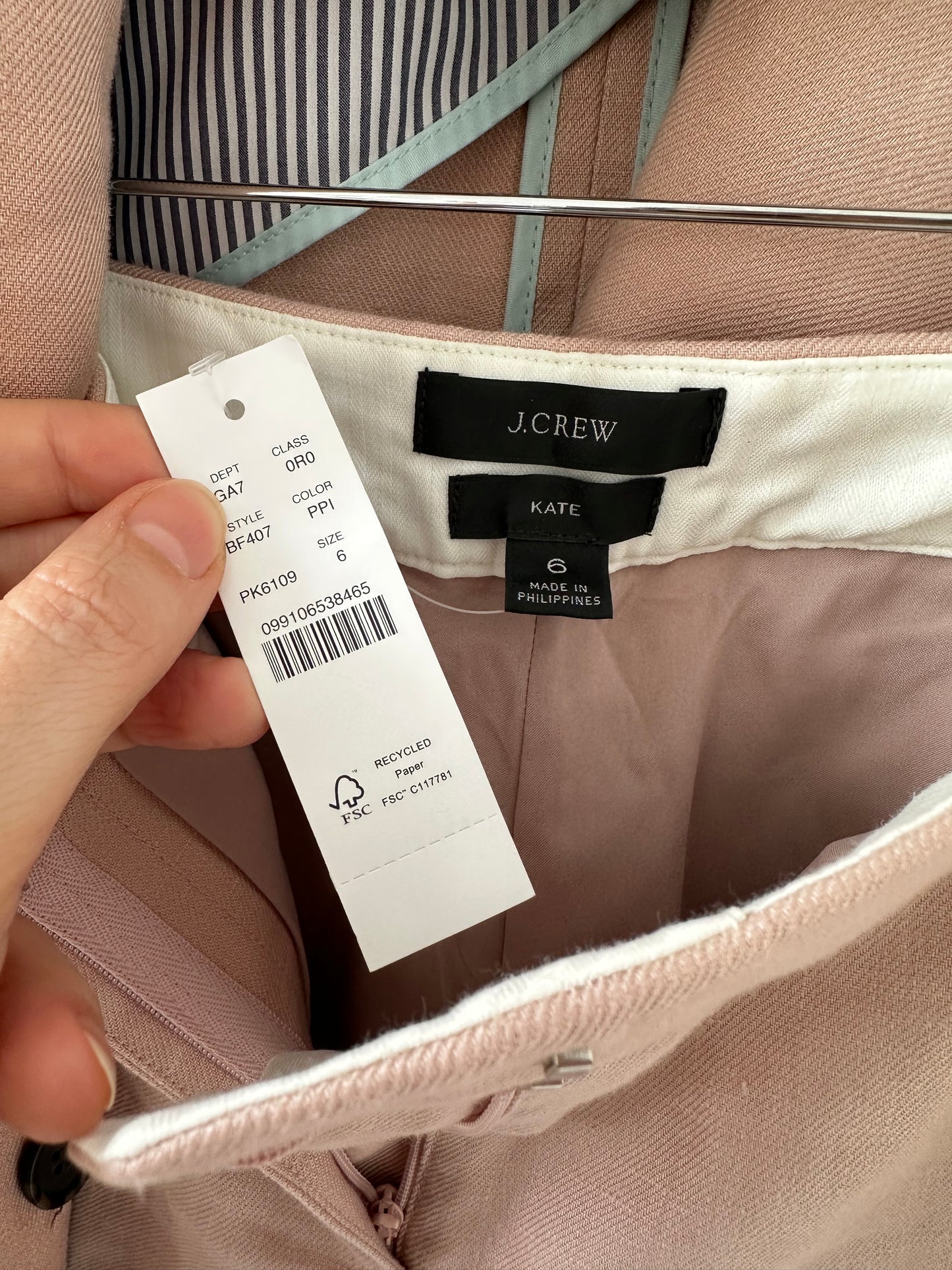 JCrew Pink linen blend suit. Bristol Blazer and Kate pants