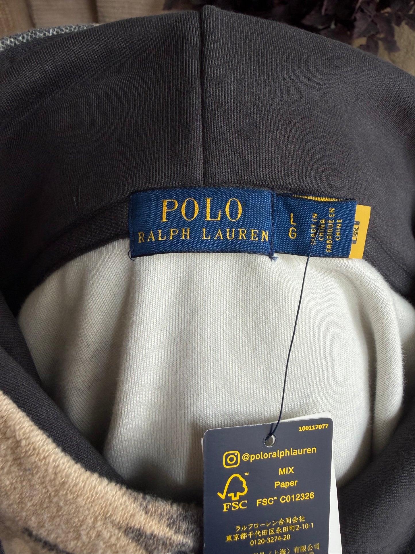 Polo Ralph Lauren patterned hoodie. New with tags. Fits M-XL