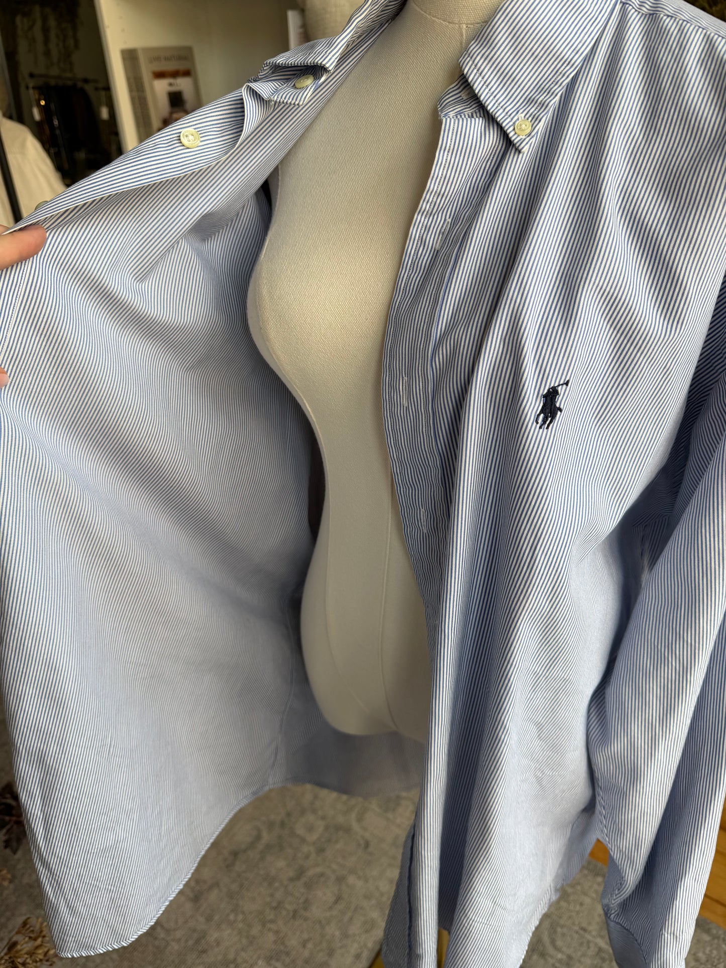 90s Ralph Lauren striped button down. Made in Hong Kong