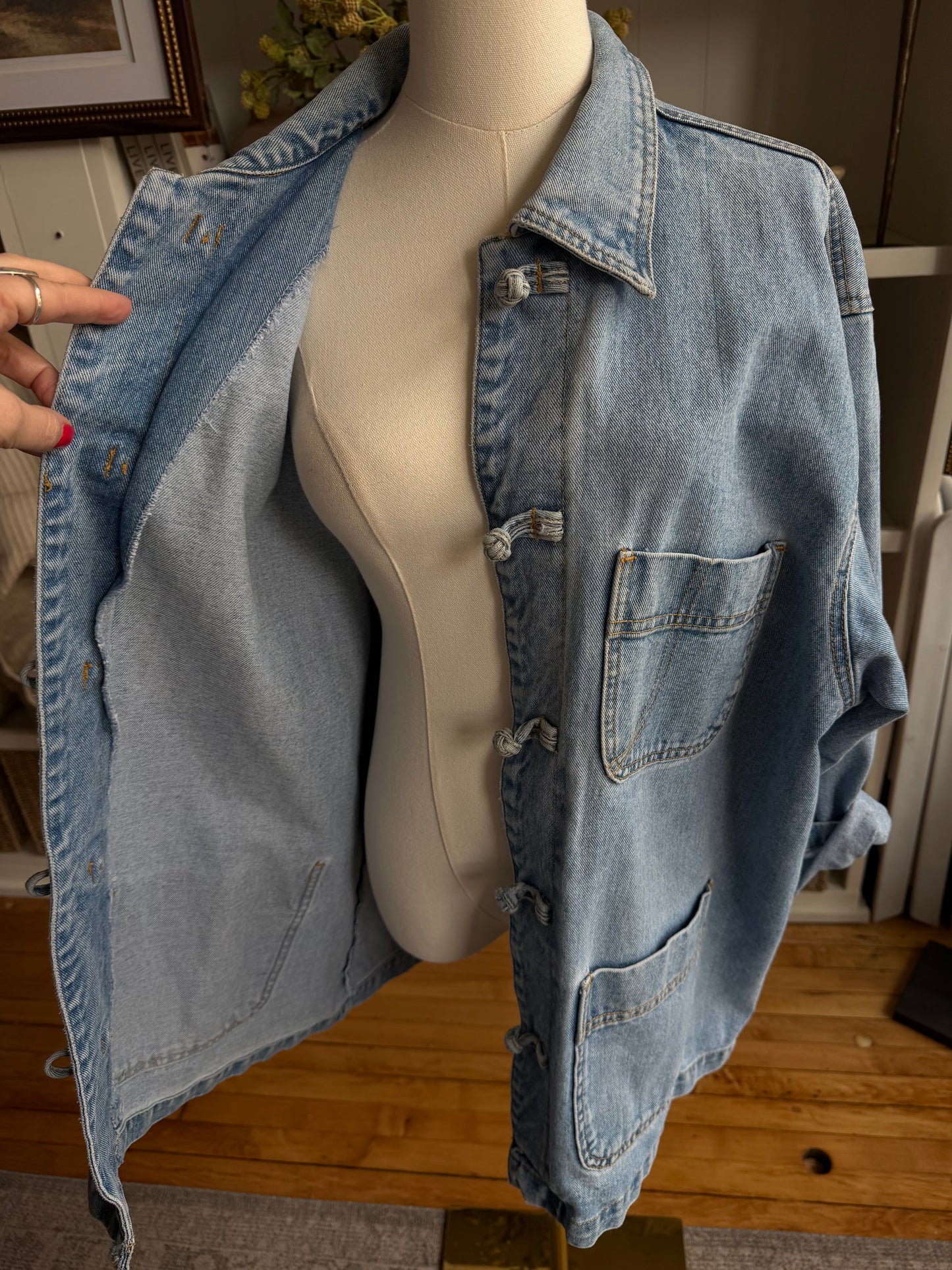 80s Natural Choice Sostanza workwear denim jacket. Made in Hong Kong