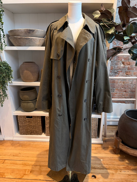 90s Towne by London Fog green trench with zip out lining