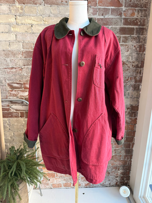 90s LL Bean red barn coat. Made in the USA
