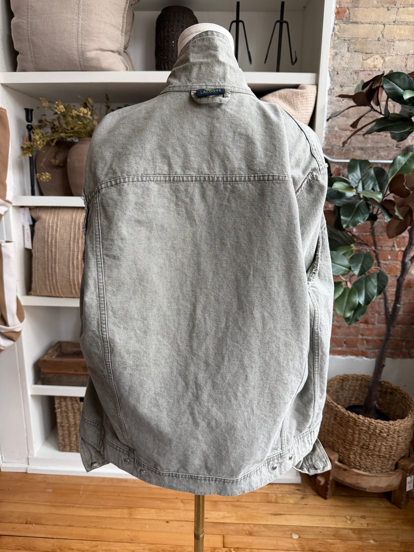 90s Lacoste sage green light weight denim jacket