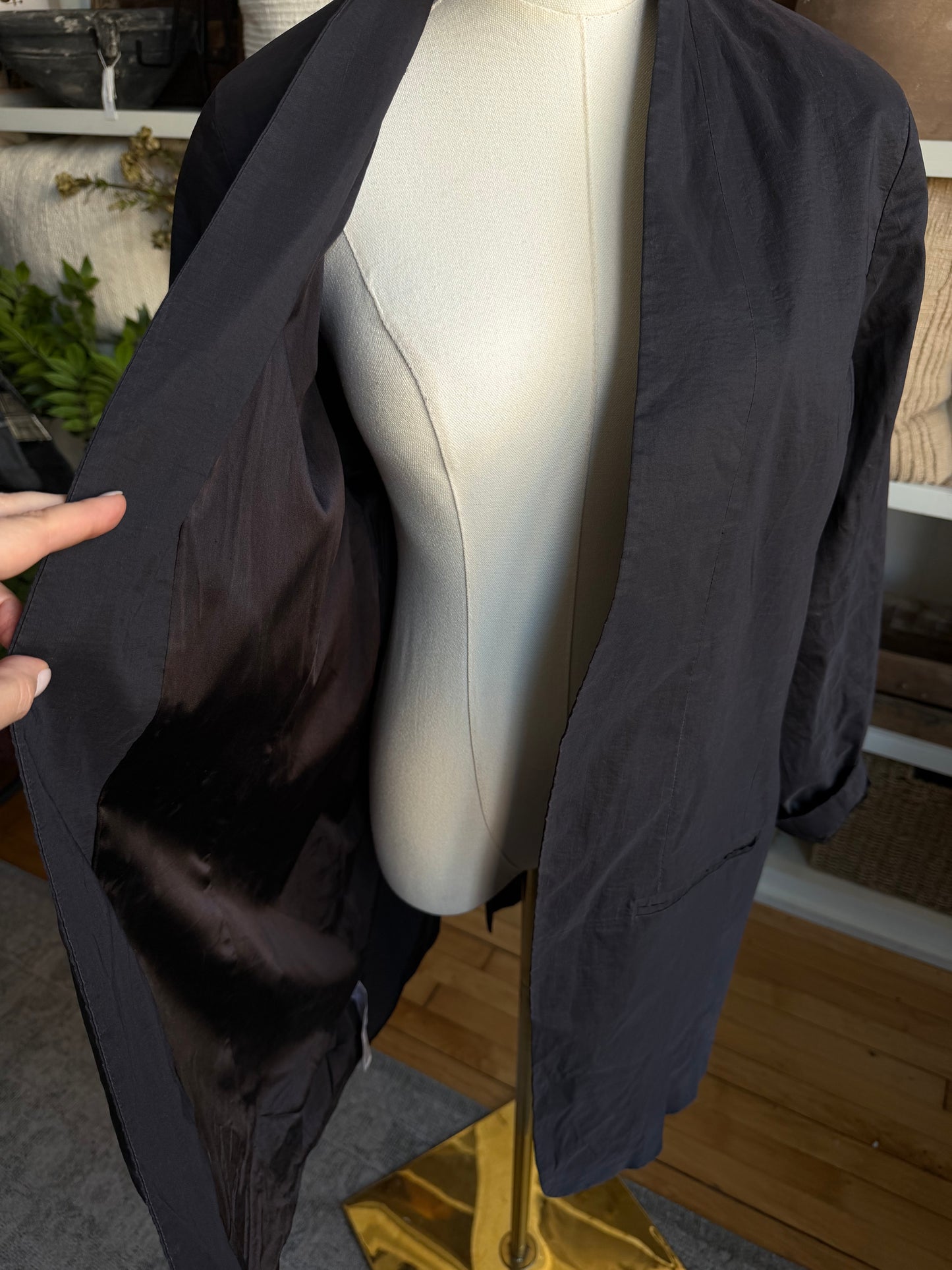 00s Eileen Fisher black silk lined blazer
