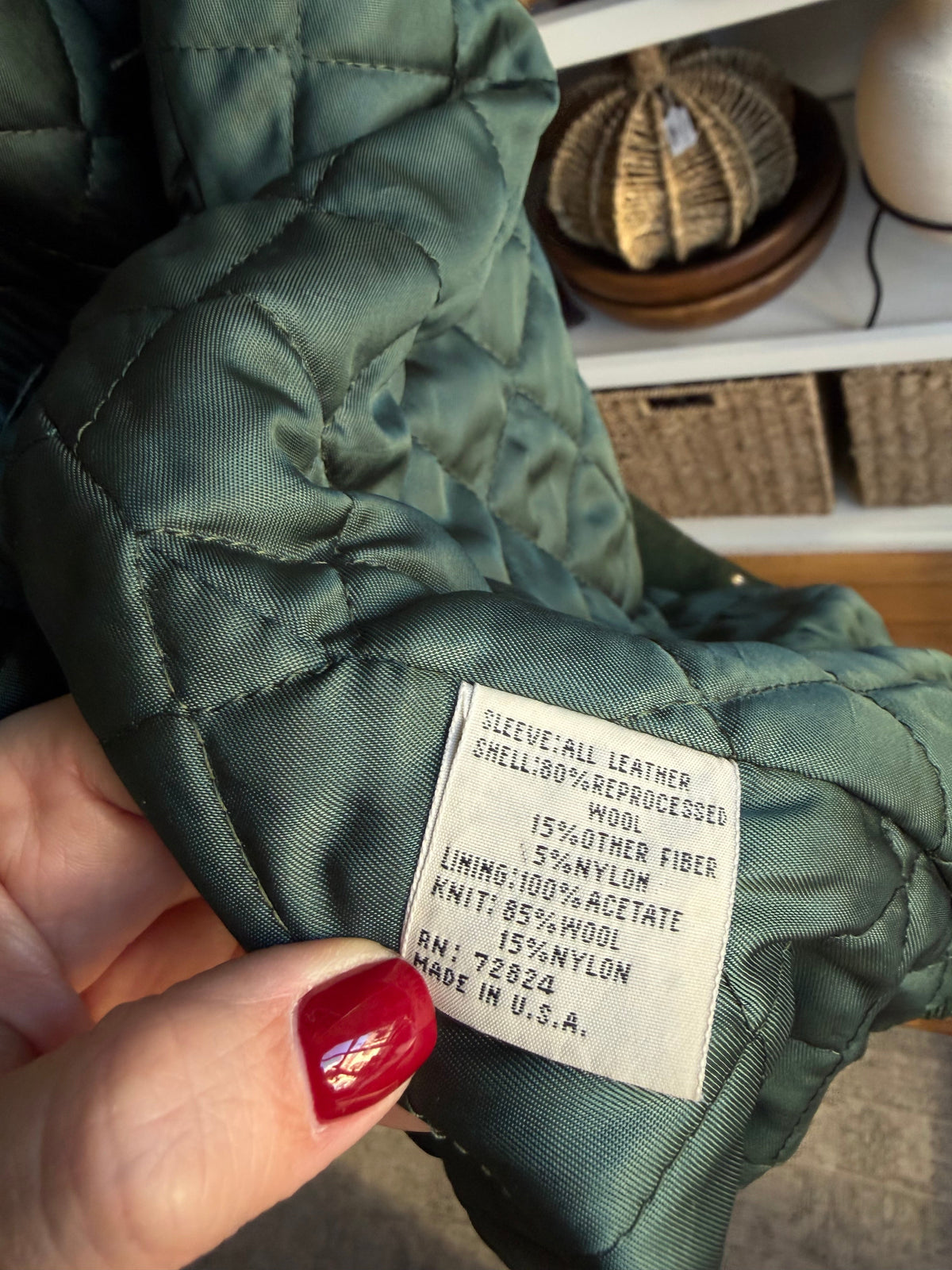 90s J. Peterman Co. wool and leather bomber. Made in the USA