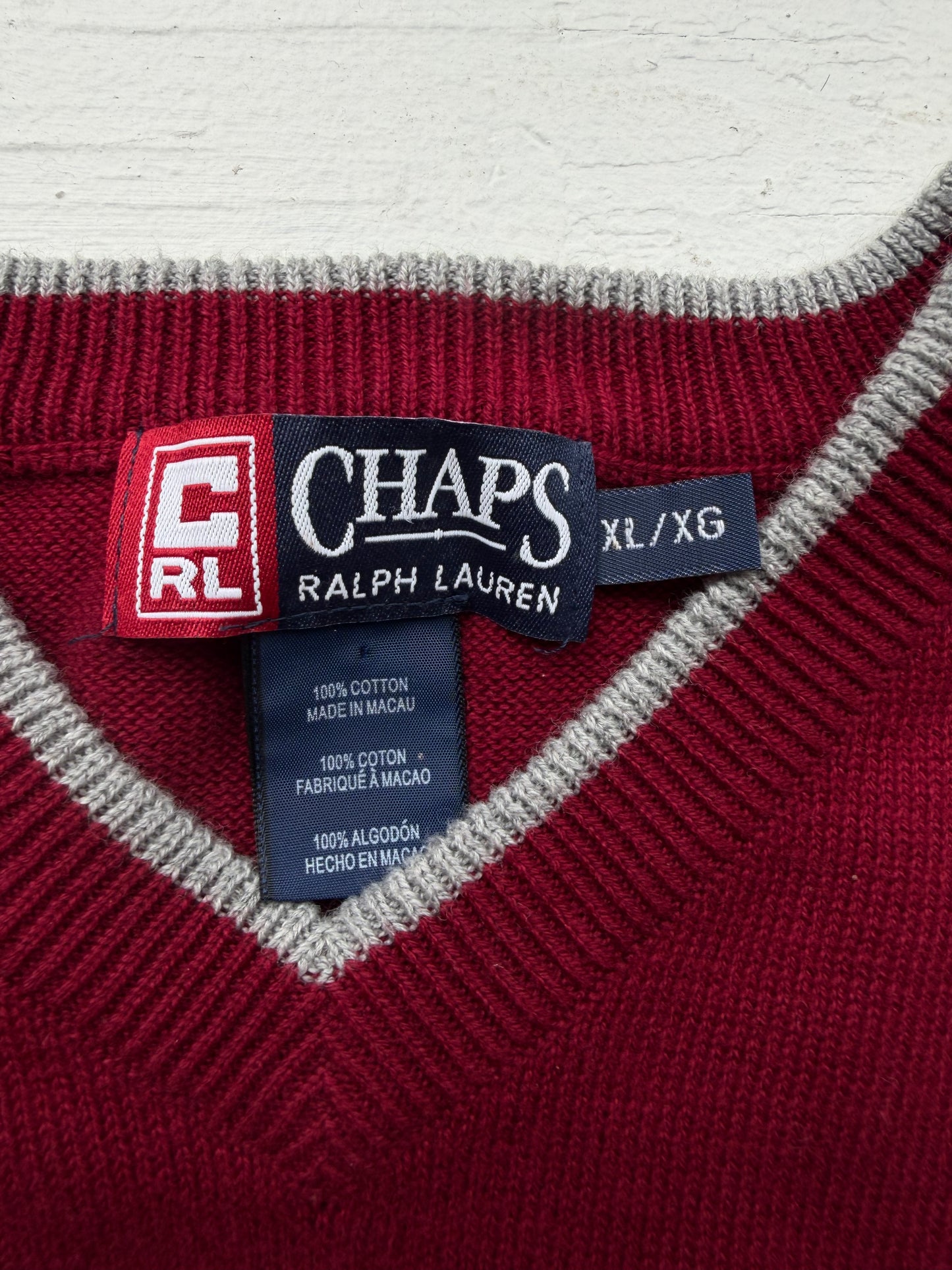 90s Chaps Ralph Lauren maroon cotton sweater