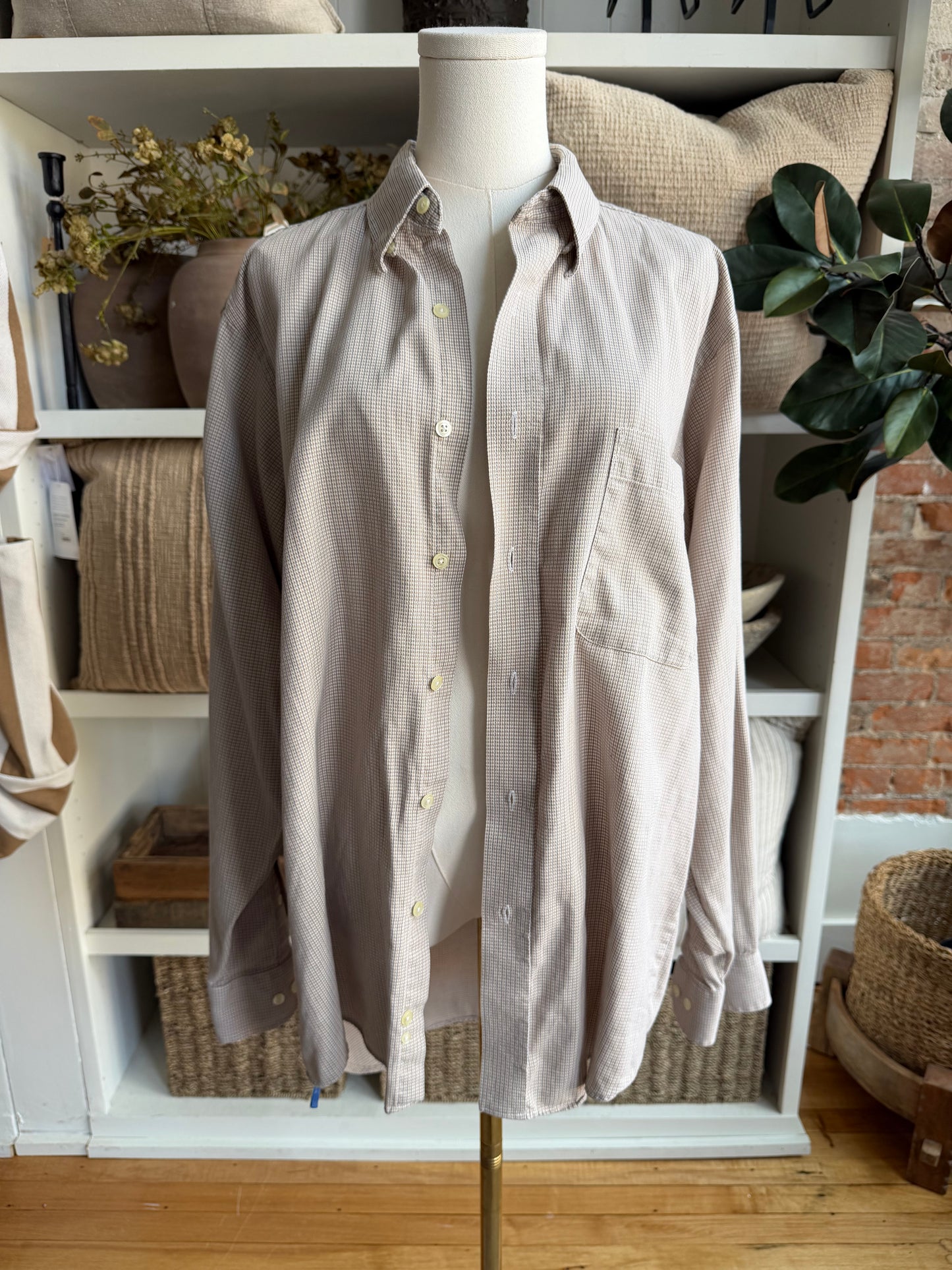 90s GH Bass & Co brown check  cotton button down