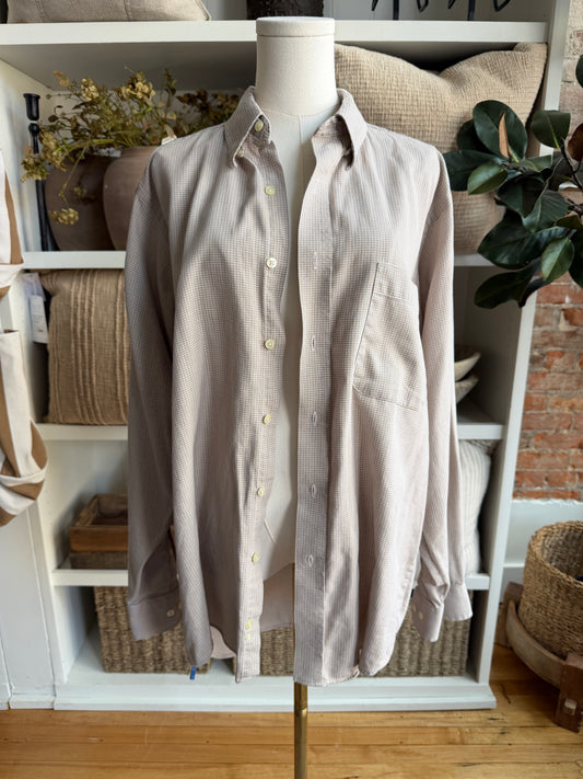 90s GH Bass & Co brown check  cotton button down
