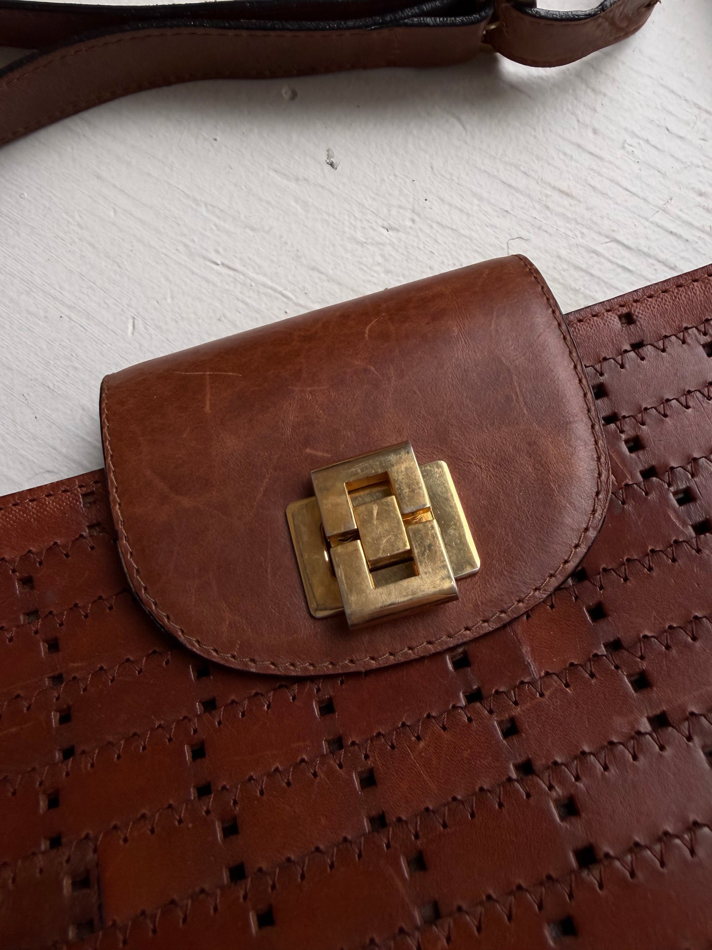 Tris leather shoulder bag. Made in Italy