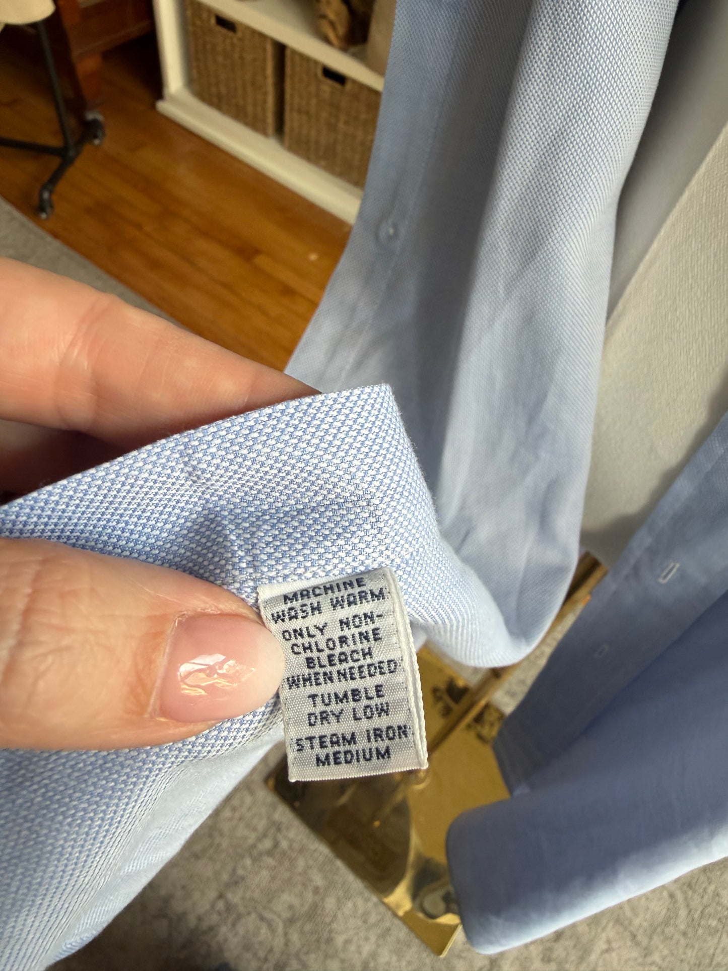 90s Ralph Lauren blue Yarmouth button down. Made in Hong Kong
