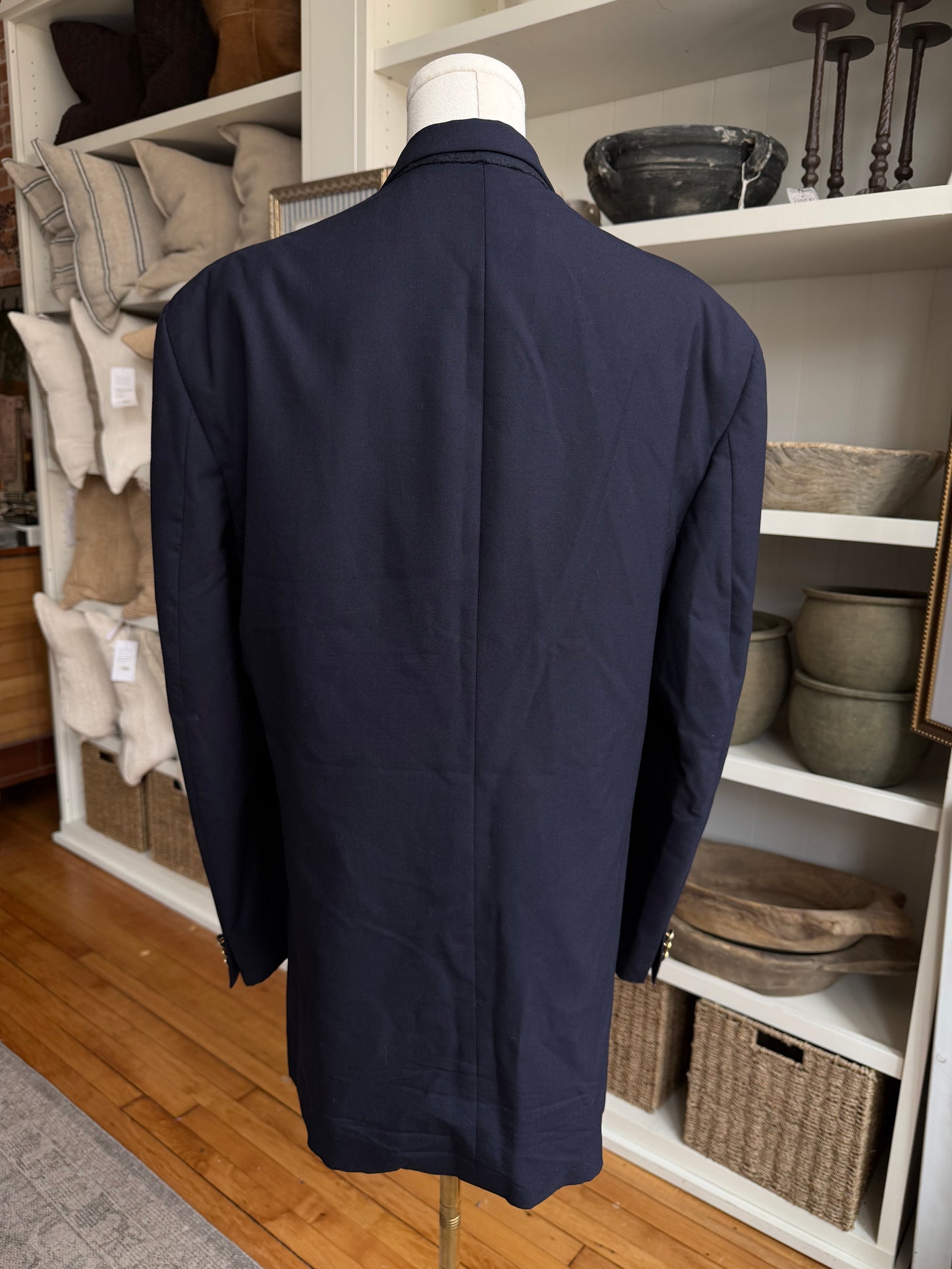 80s Burberry navy wool blazer. Made in the USA
